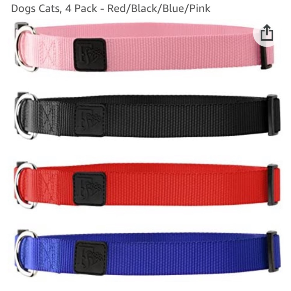 (S) Friends Forever Nylon Dog Collars 4 Pack